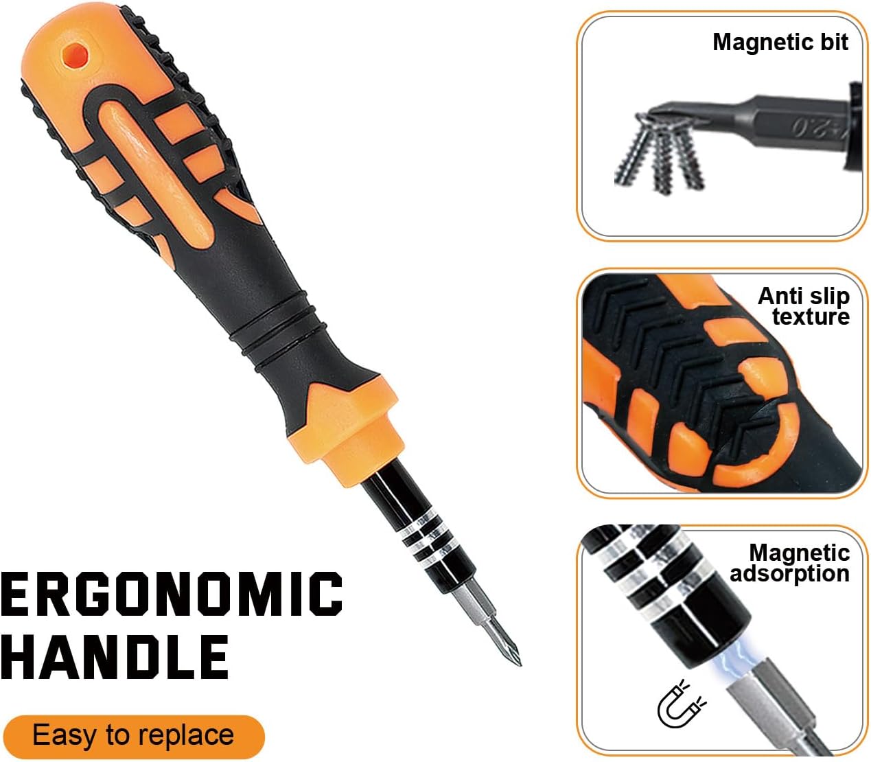 JAKEMY 33 In 1 Precision Screwdriver Set, Magnetic Tips Small Screwdriver Kit with Multi Replaceable Torx Bits, DIY Tool Electronics Repair Kit with Tweezers for Phone, Laptop, Computer, Watch, Bell
