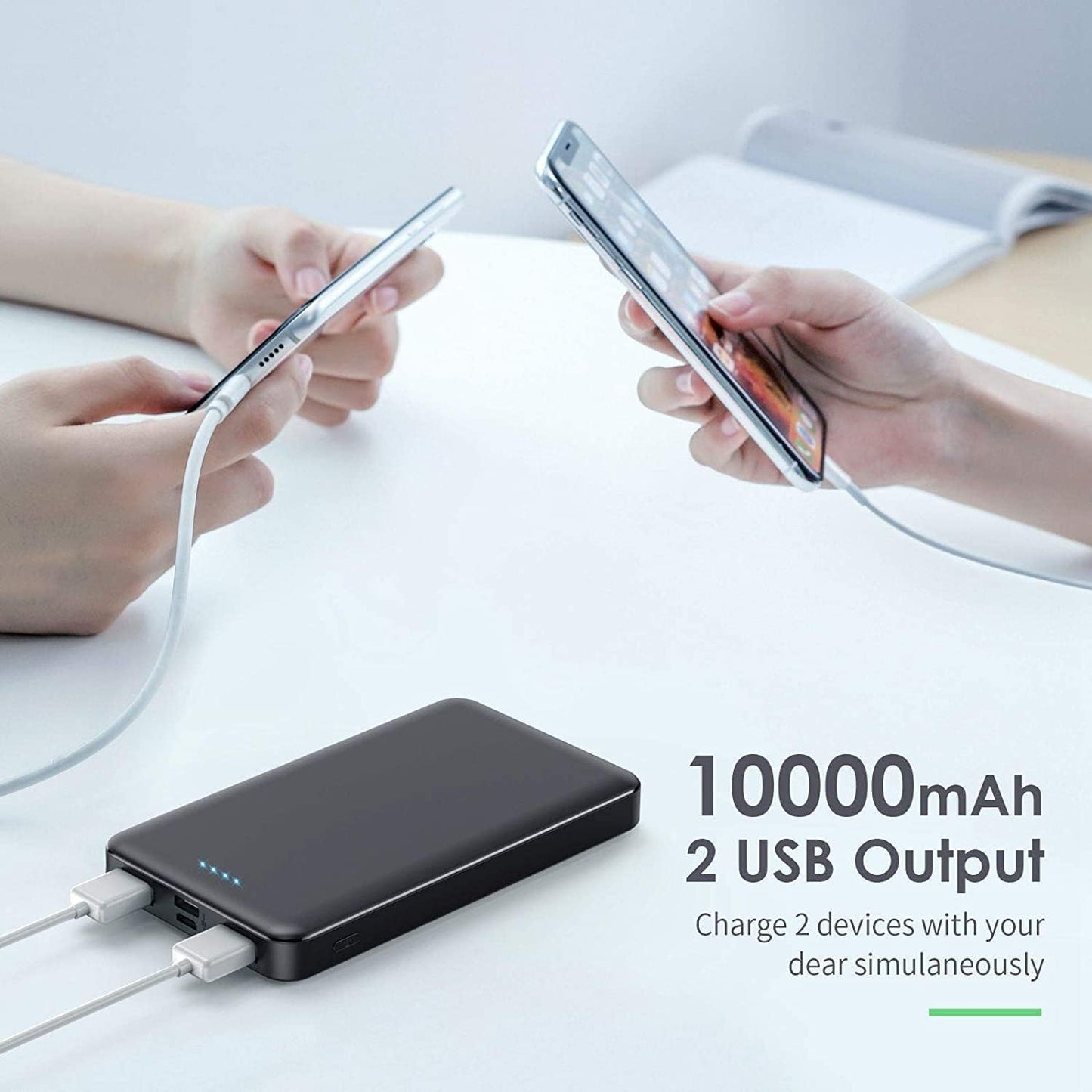 [2 Pack]Portable Charger Power Bank 10000mAh,Slimmer USB C in&amp;Out Fast Charging Portable Phone Charger,Travel Essentials Backup External Battery Pack for iPhone 17/16/ 15/14/13/12,Galaxy S24,Android