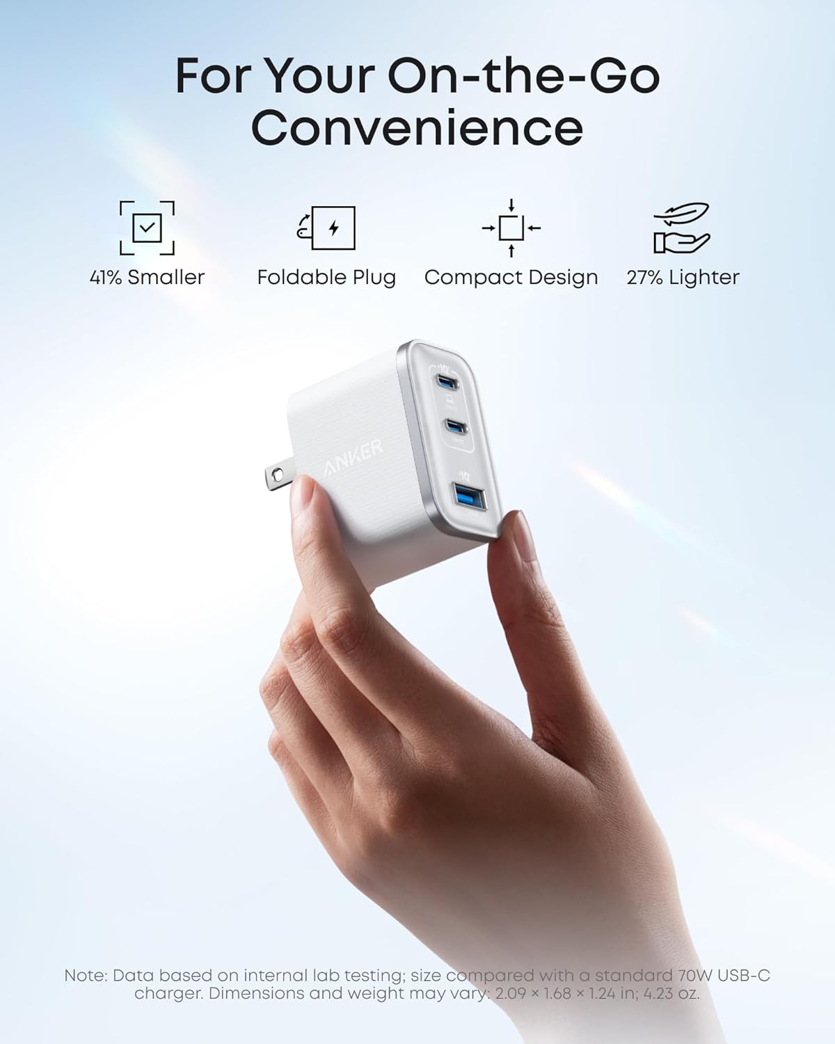 Anker Nano 70W Max 3-Port Fast Charger USB C, Type C Charger Fast Charging | Compact and Stylish USB C Charger Block, for iPhone 17/17 Pro Max/16 Series, MacBook Pro, iPad (Black, Cable Included)