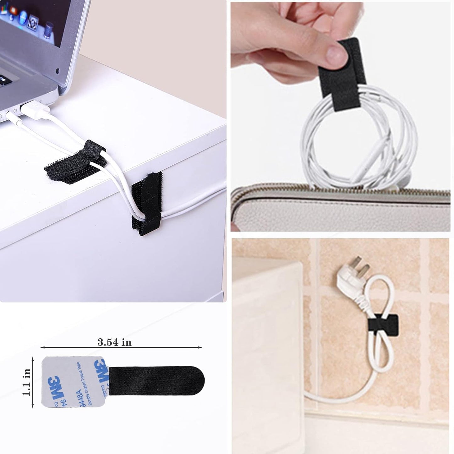 N NOROCME 192 PCS Cable Management Kit 4 Wire Organizer Sleeve | 11 Cable Holder,35Cord Clips 10+2 Roll Cable Organizer Straps,100 Fastening Cable Ties,for Computer TV Under Desk