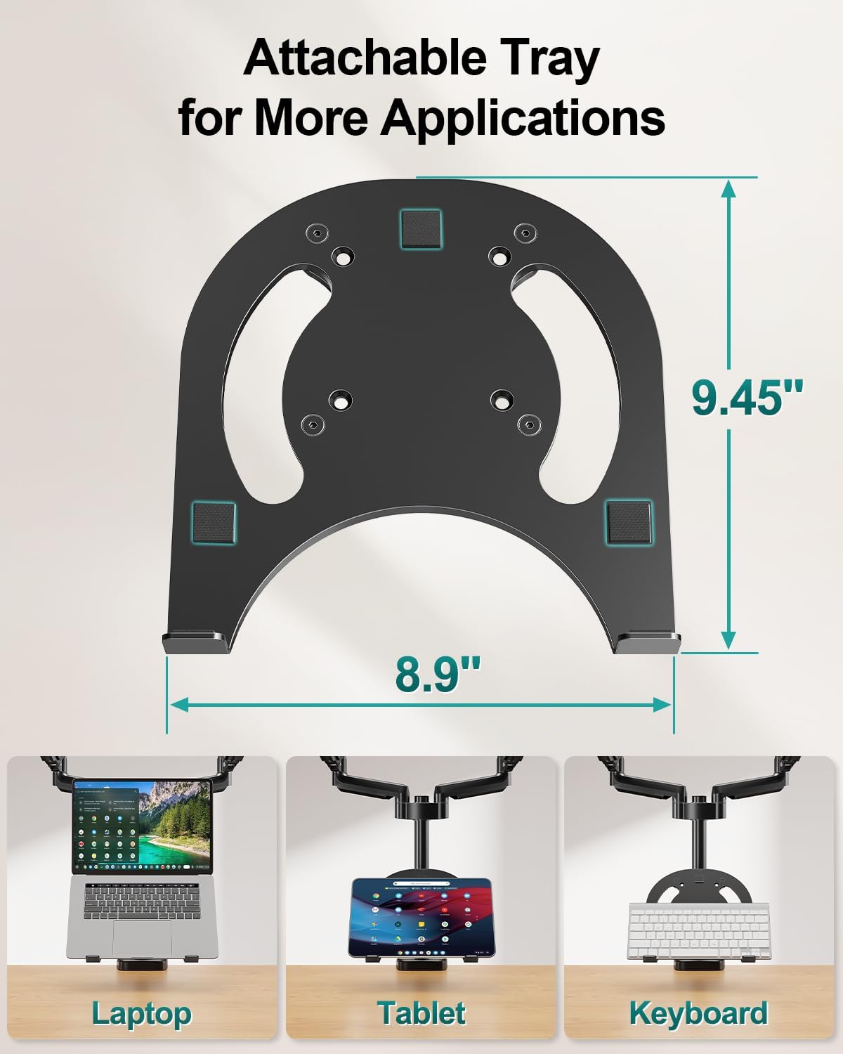 MOUNT PRO Monitor and Laptop Mount for 2 Max 27" Computer Screens, Laptop Tray Fits 10-17inch Notebook, 3-in-1 Adjustable Laptop and Monitor Desk Mount with VESA Bracket 75/100mm