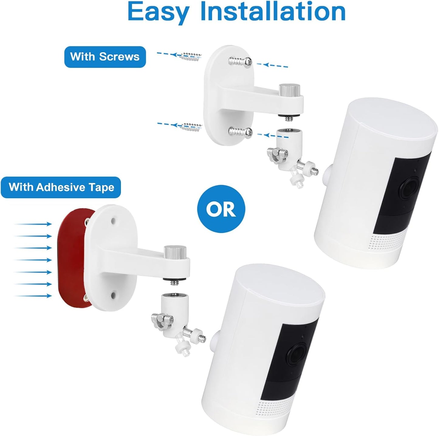 2Pack Adjustable Security Wall Mount Bracket for Ring Stick Up Cam & Ring Outdoor Cam Plus, Perfect View Angle for Your Surveillance Camera System - White
