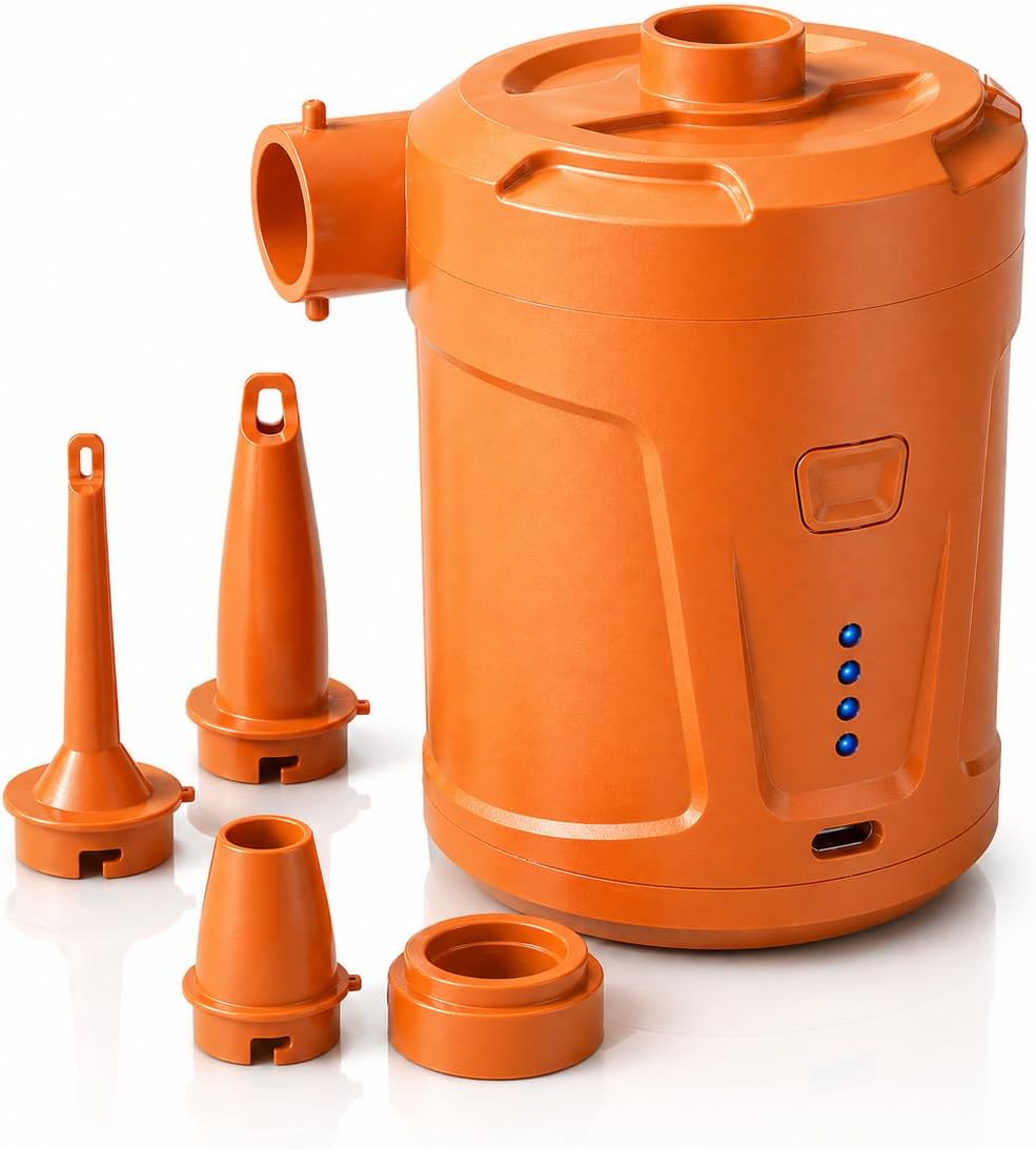 Air Pump for Inflatables,Air Mattress Pump,5200mAh Battery,Camping Essentials,Electric Air Pump,4 Air Nozzles,Fast Inflate,Inflatable mat,Air Mattresses Beds,Pool Floats,Vacuum Storage