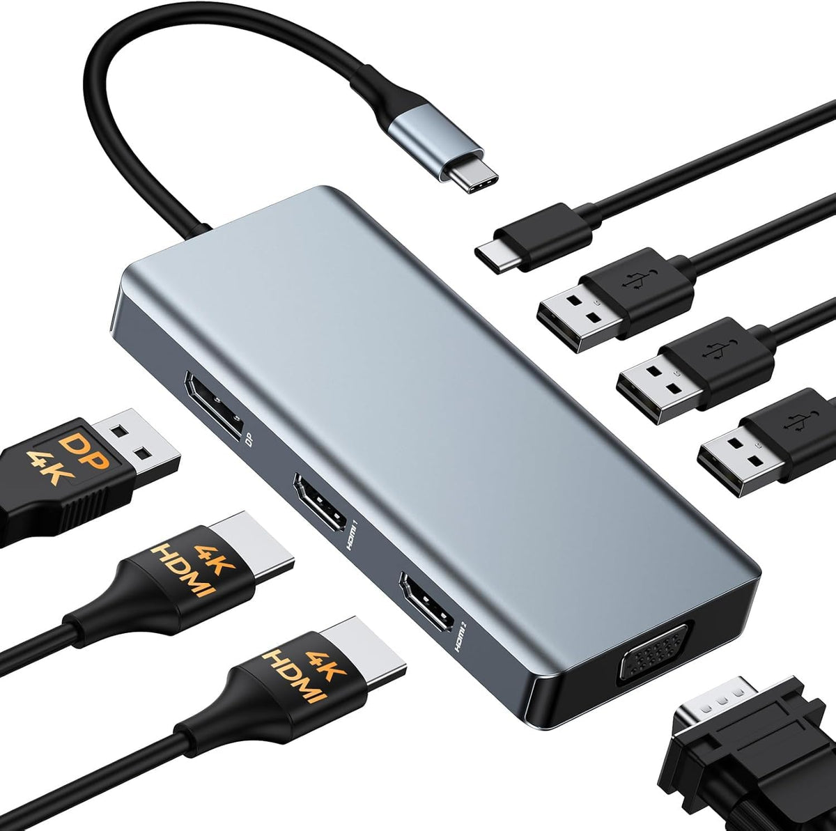 USB Docking Station Dual Monitor, GIISSMO 9-in-1 USB A 3.0 / USB C Docking Station Triple Monitor with 2 HDMI,VGA, 10Gbps USB 3.1, Gigabit Ethernet, Triple Display for Mac & MacBook & Windows Laptop