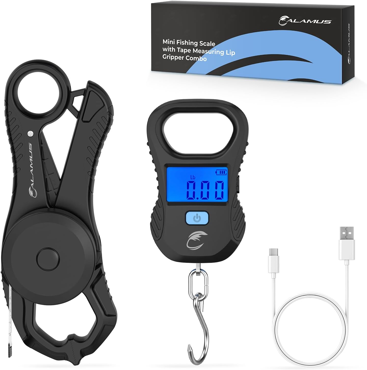 Calamus DriftWave Fishing Tool Kit, Fishing Gear, Fish Gift for Men | Multi-Function Tool Kit, Corrosion-Resistant Pliers, Fish Lip Gripper with Tape Measure, Digital Fish Scale