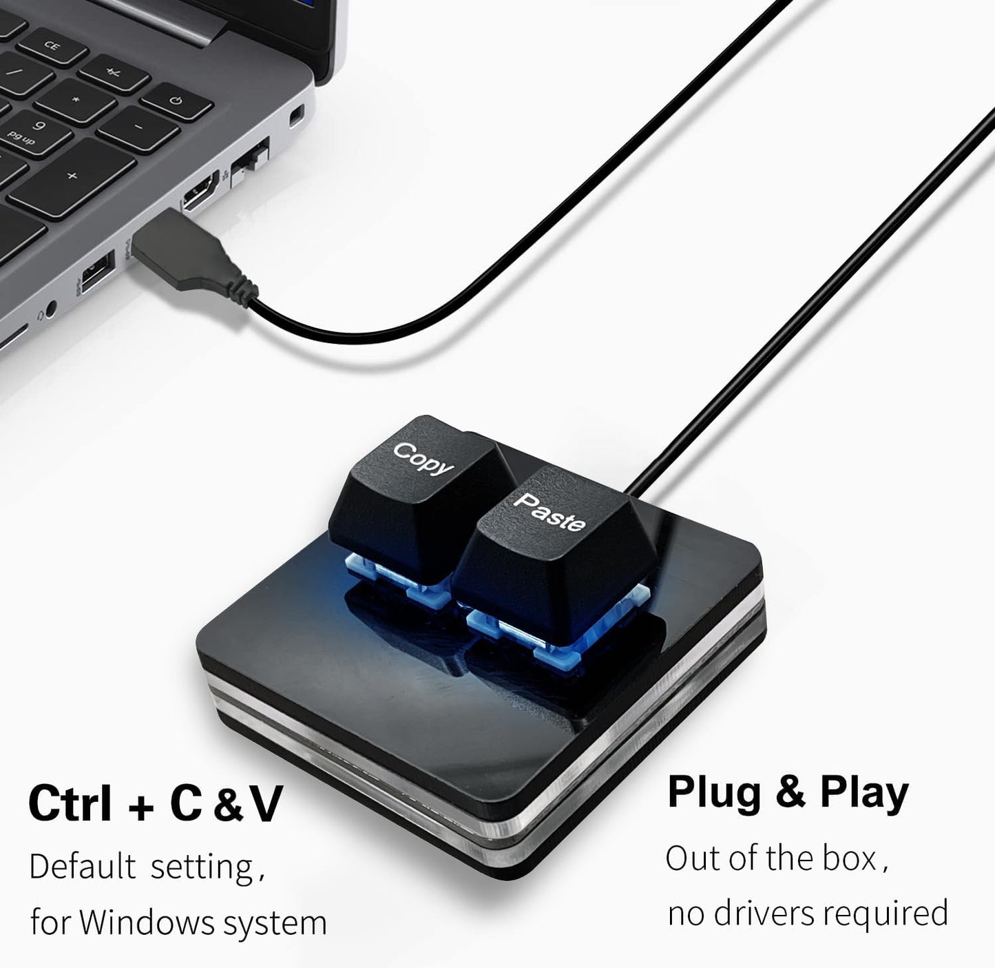 BTXETUEL Copy and Paste 2-Key Keyboard SAYO OSU Keypad Hotswap One Handed Mechanical Gaming Keyboard Cherry Switch RGB Backlit Mini USB Keypad for macros or Rhythm Games