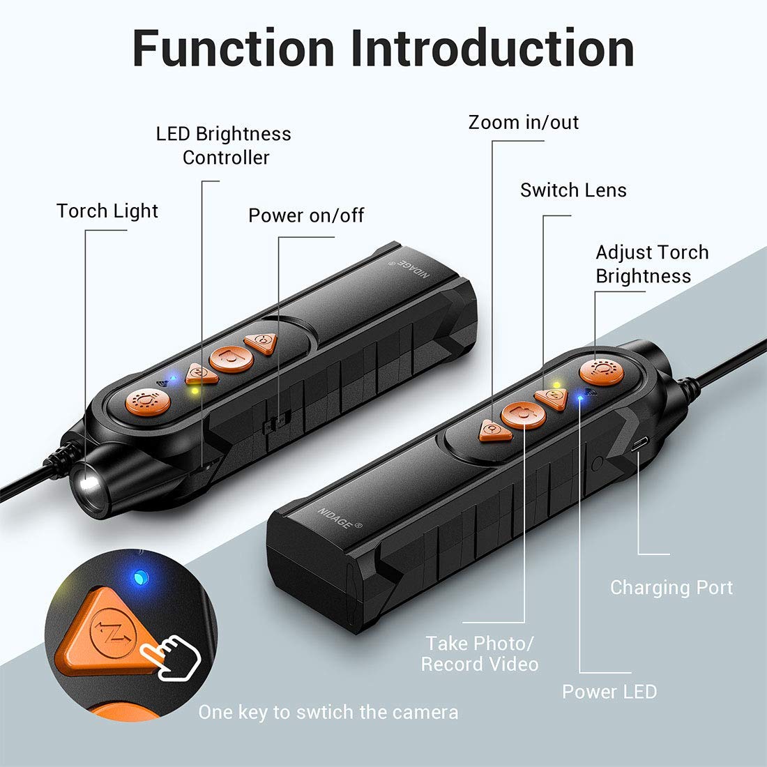 Dual Lens Endoscope with Light, 5.0mm Slim Snake Inspection Camera | 1080P HD Borescope for Android & iOS Tablet, IP67 Waterproof, 5FT Cable, Photo & Video, for Engine Wall Vents Automotive Tool