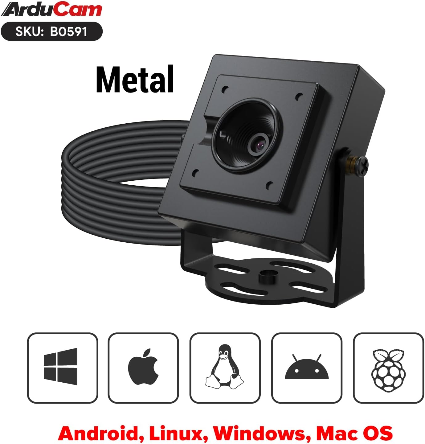 Arducam 30fps@1080P HDR USB Camera Module, 78°(D) Autofocus UVC Camera, Mini Webcam for Windows, Linux, Mac OS, Android
