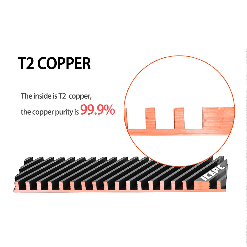 M.2 Heatsink for PS5 PCI-E NVME 2280 SSD Graphene Coating Copper Heat Sink,High Performance SSD Radiator with Thermal Pad for Laptop PC 2280 NGFF Solid State Disk Cooler(70x20x4mm)