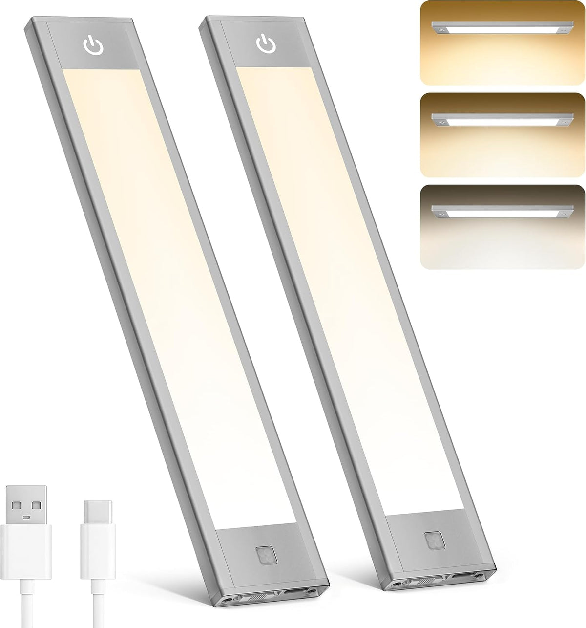 V4light Motion Sensor Cabinet Light, Rechargeable, Dimmable, 2Pcs, 9in