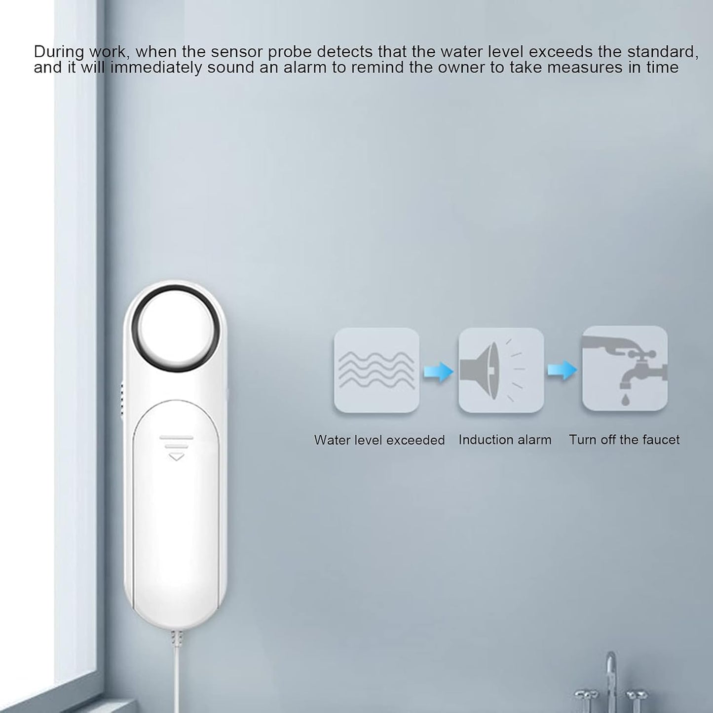 Water Leakage Detector, 120 dB Sensitive Leak and Drip Alert Overflow Flood Level Leaks Alarm Sensor for Home Kitchen Bathroom
