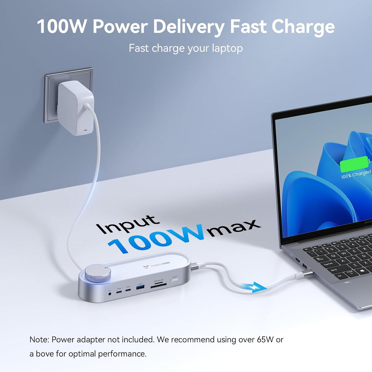 TobenONE USB C Laptop Docking Station Dual Monitor, 100W PD, 5×USB 10Gbps
