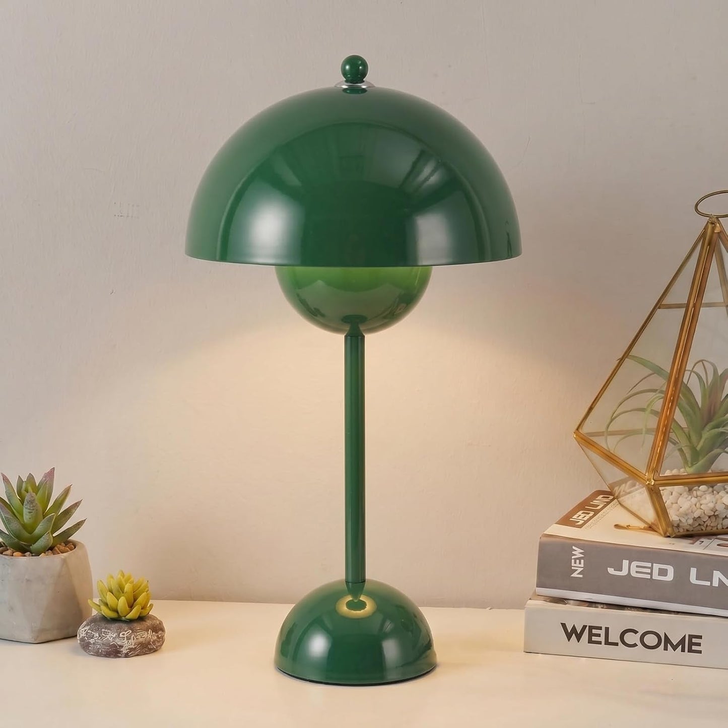 COSYLUX Creative Mid-Century Modern Bud Table Lamp, Chrome | Cute nightlight reading desk lamp, indirect lighting, all-metal construction, fits for bedroom, living room, study, office