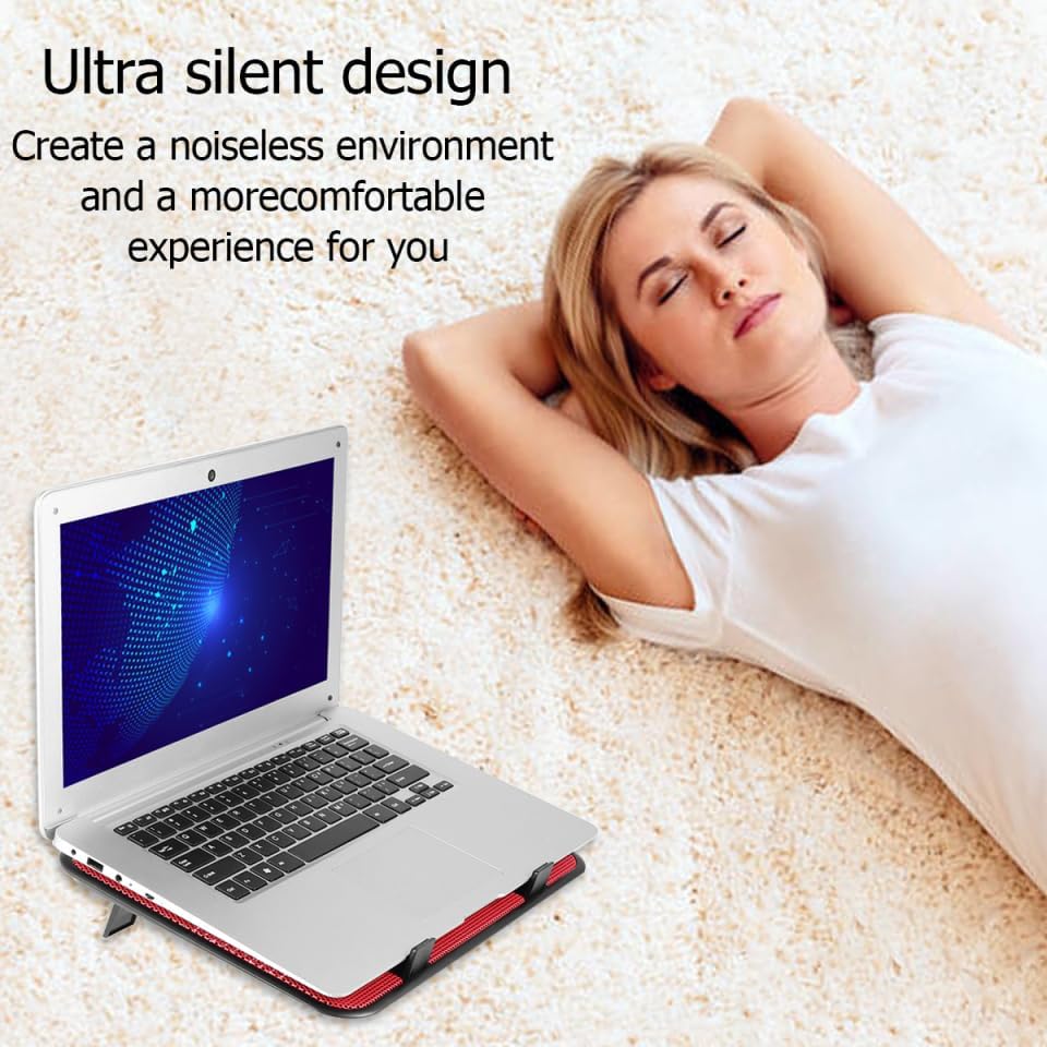 TEHAUX Notebook Cooler Dual Fan USB Laptop Cooling Pad Slim Lightweight Laptop Slim Stand with 8/16 Adjustable Angles Anti-Slip Panel for Office Travel Bed and Gaming Use