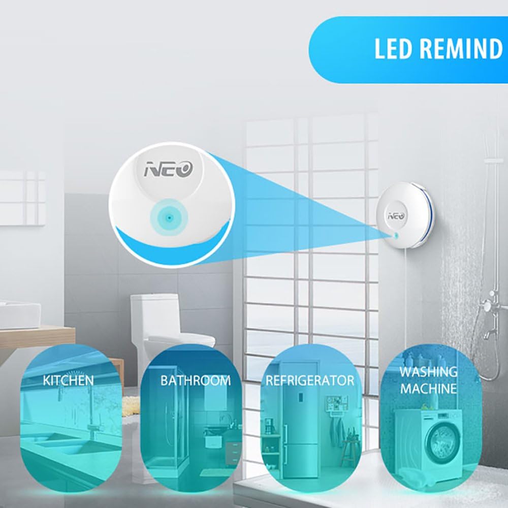 NEO Z-Wave Plus 700s Water Leak Sensor, Smart Water Detector for Home Security, Instant Alerts & App Notification, Requires Z-Wave Hub (Work with Home Assistant & Hubitat) with Long Range Probe