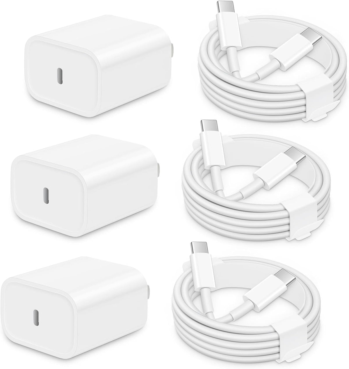 AISNI iPhone 17/16/15 Charger Fast Charging 3 Pack Type C Chargers | 20W USBC Charger Block for iPhone 17 16 15 Pro max iPad Pro with Long 6 FT iPhone USB C Cable-White