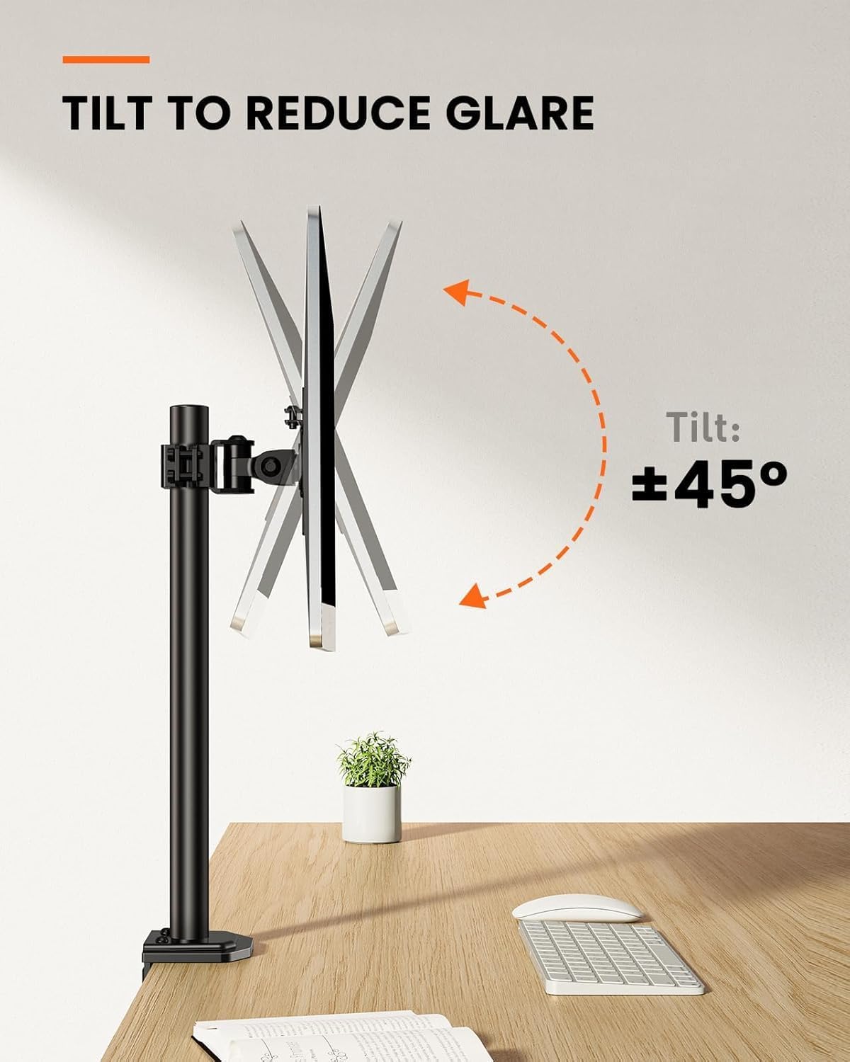 Ergear Single Monitor Mount for 13-32 Inch Screens,17.6 lbs Capacity | Steel pole design,tilt, swivel, rotation,cable clips,desk space saving, home office setup, VESA 75x75/100x100mm