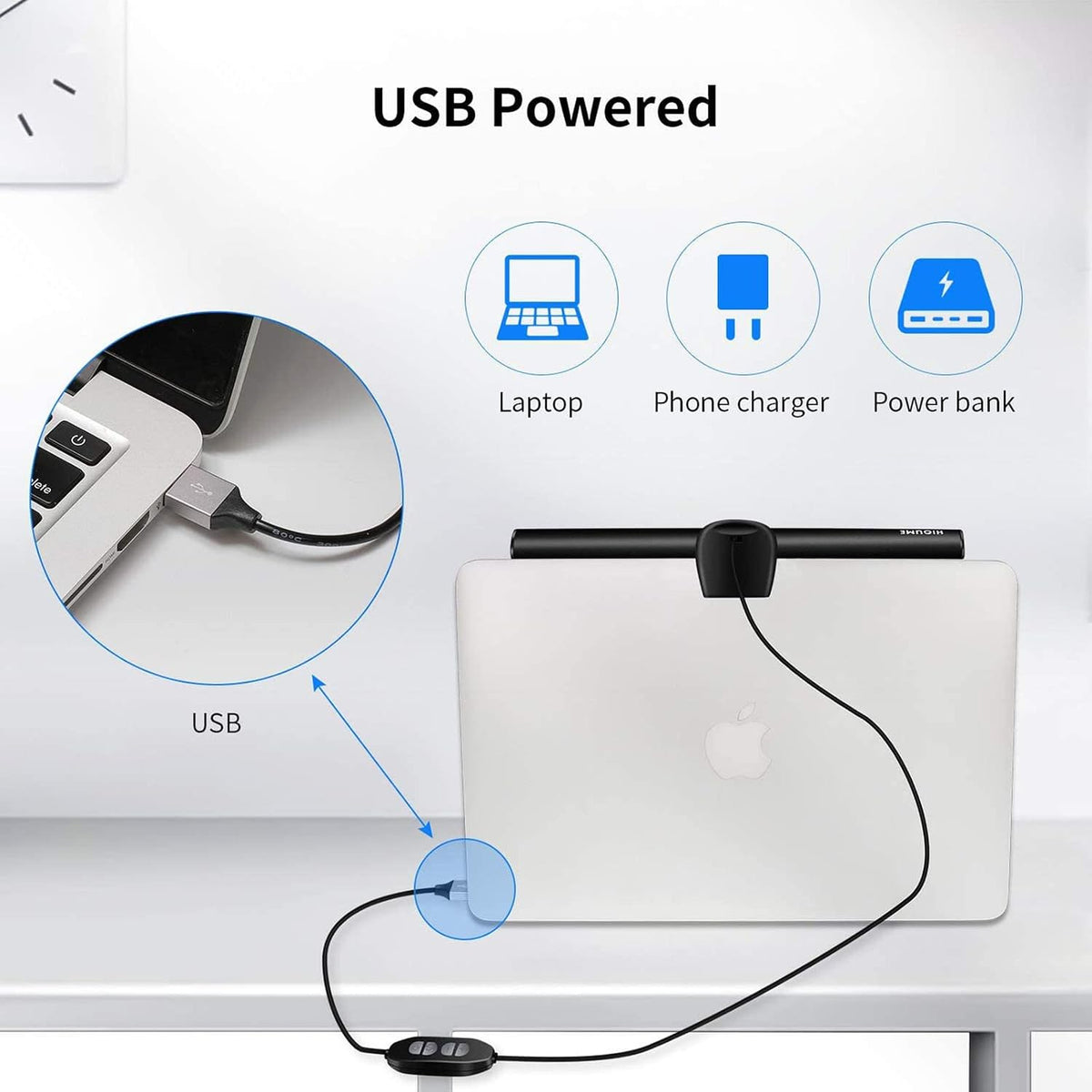 Laptop Monitor Light Bar Reading LED Laptop Keyboard 3 Color Temperature Modes USB Light LED Computer Monitor Light with USB Powered for Work and Office Eye Health Care Portable for Travel