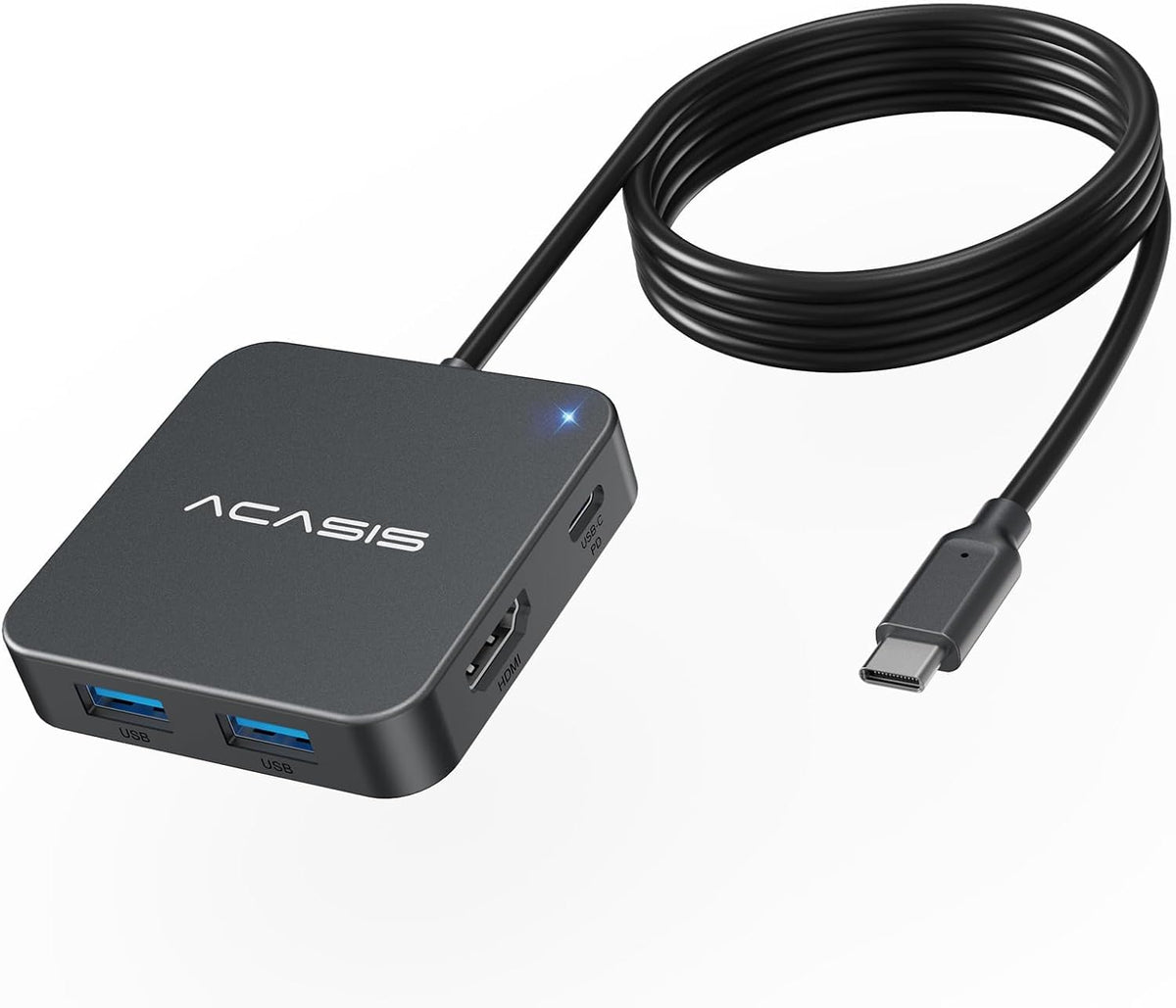 USB C Hub Long Cable 4FT 10Gbps, Multiport Adapter with 4K 60Hz HDMI, 100W Power Delivery, 3 USB A3.1+1 USB-C 3.1 Data Port, USB C to HDMI Adapter for MacBook, Dell, Lenovo, Surface, iPad PRO