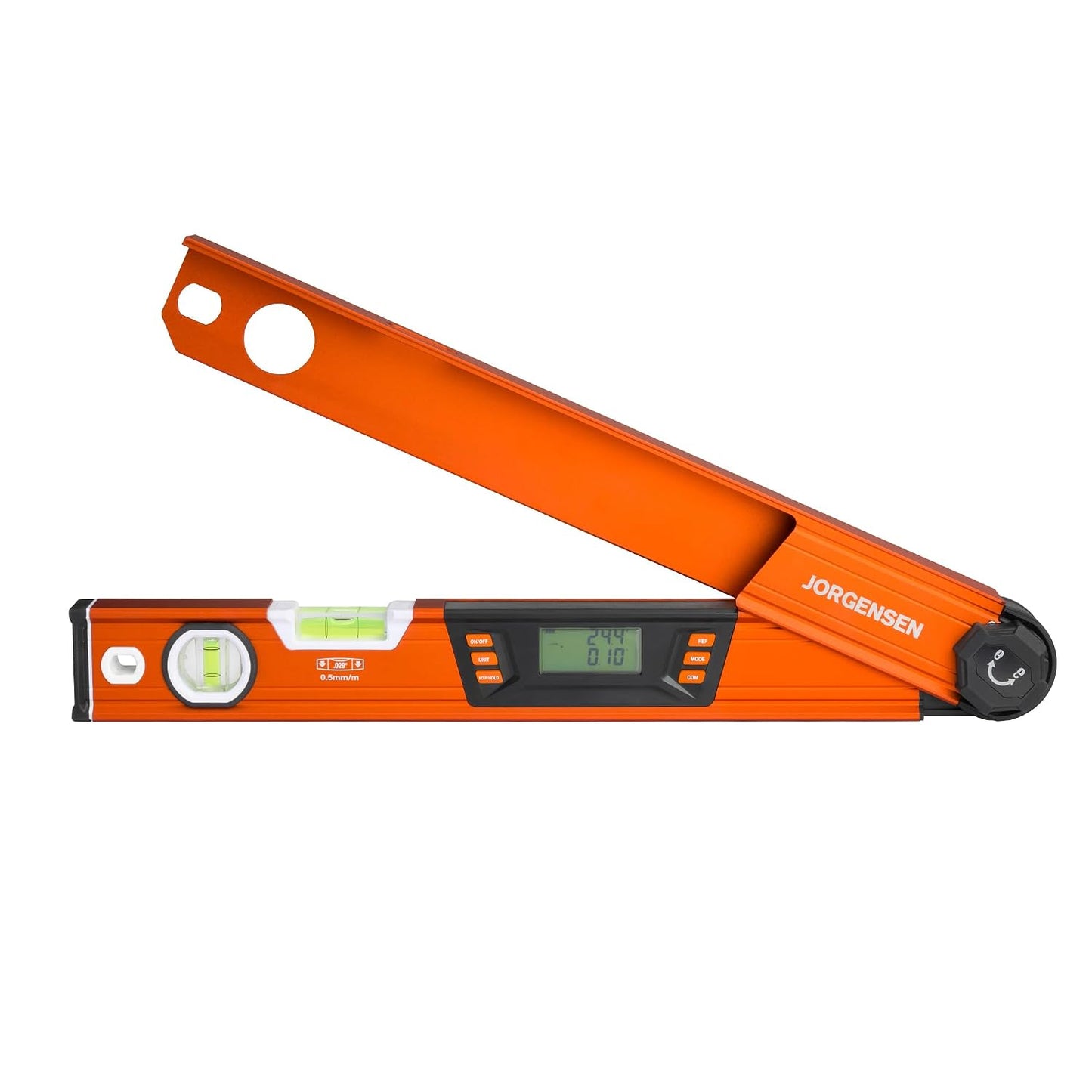 JORGENSEN Digital Angle Finder, Protractor Digital Level | Simple & Compound Miter Cuts;Portable Hanging Hook;Data Hold Function;4 Measurement Units;Easy Unit Switching