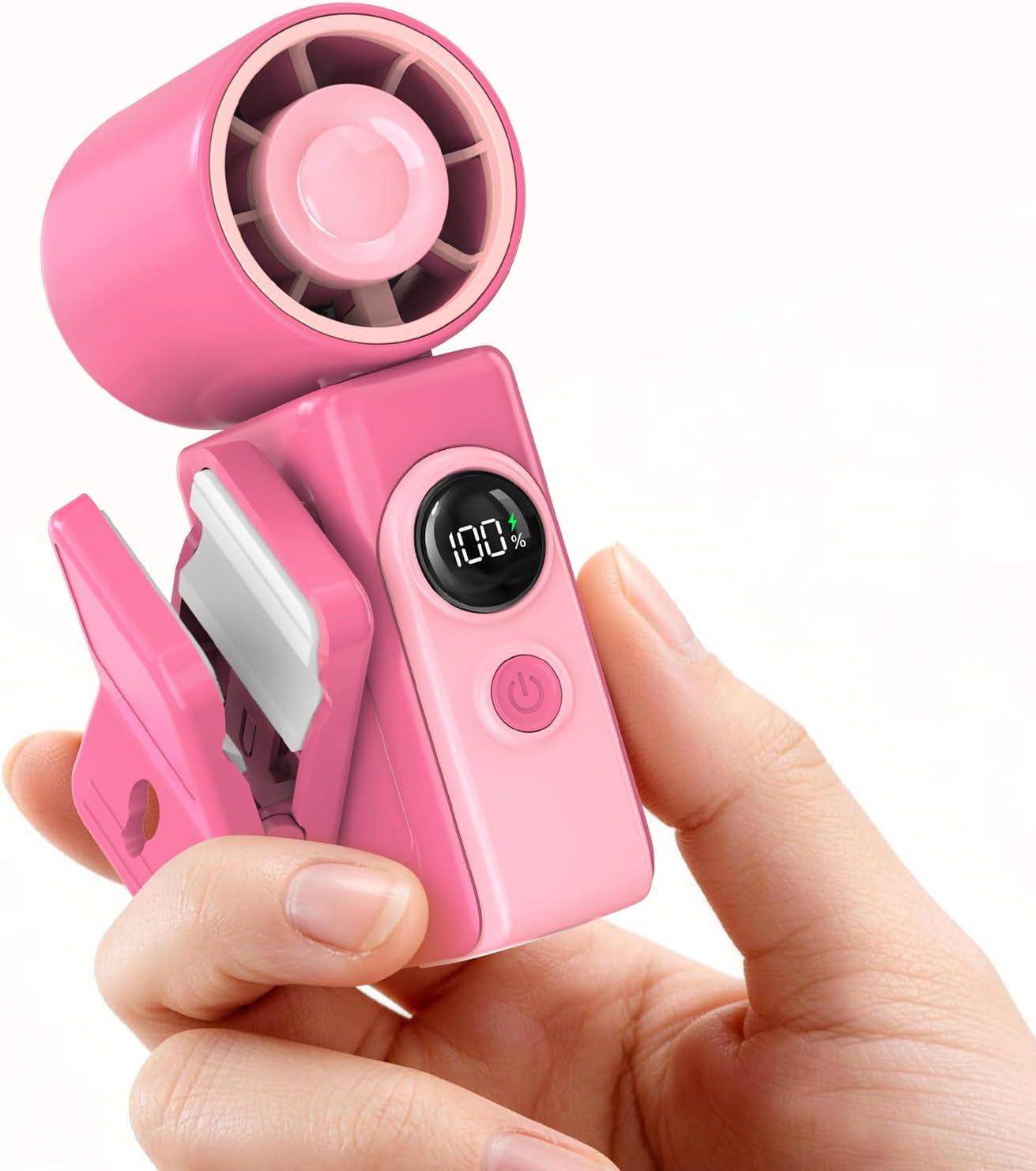 Clip-On Portable Mini Fan, Personal Turbo Travel Makeup Fan w/ LED Display | 360°Rotate Clip, Turbo 13500RPM, 4 Speeds, USB-C Rechargeable, for Travel Makeup Cruise Concert, Summer Gifts for Women Girl