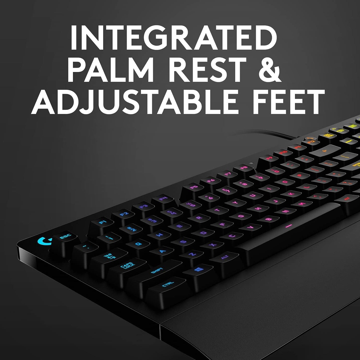 Logitech G213 Prodigy Wired RGB Gaming Keyboard - Black | Mech-Dome Keys, Palm Rest, Adjustable Feet, Media Controls, LIGHTSYNC RGB, USB, Compatible with Windows