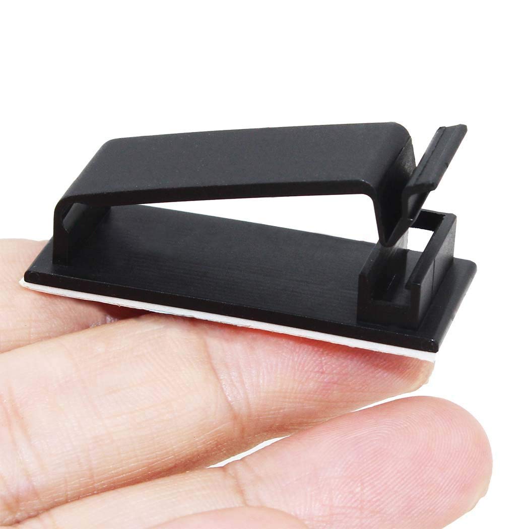 SOULWIT 50Pcs Self Adhesive Cable Management Clips - Black | for TV PC Ethernet Cable, Wall, under Desk Home Office