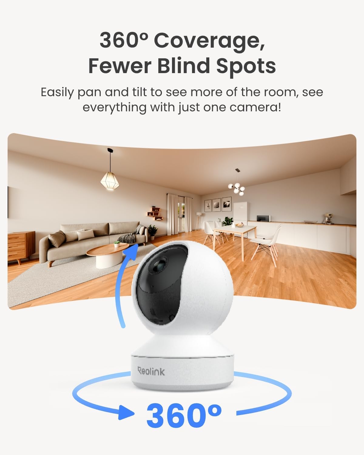 REOLINK 4MP 2K Indoor Camera E1, Plug-in WiFi 6 Security Camera | 360 Degree Pet Camera with Phone app, Baby Monitor with Person/Pet/Cry Detection, Night Vision, 2-Way Talk, Local Storage