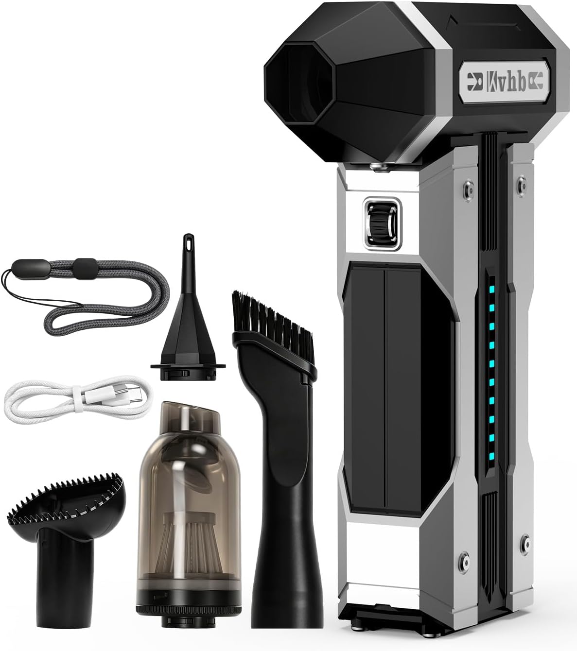 Compressed Air Duster - 130000RPM Brushless Motor Electric Air Duster, 10-Speed Adjustable, 8000mAh Rechargeable Cordless Mini Blower with LED Light for PC, Computer Keyboard,Electronics Cleaning