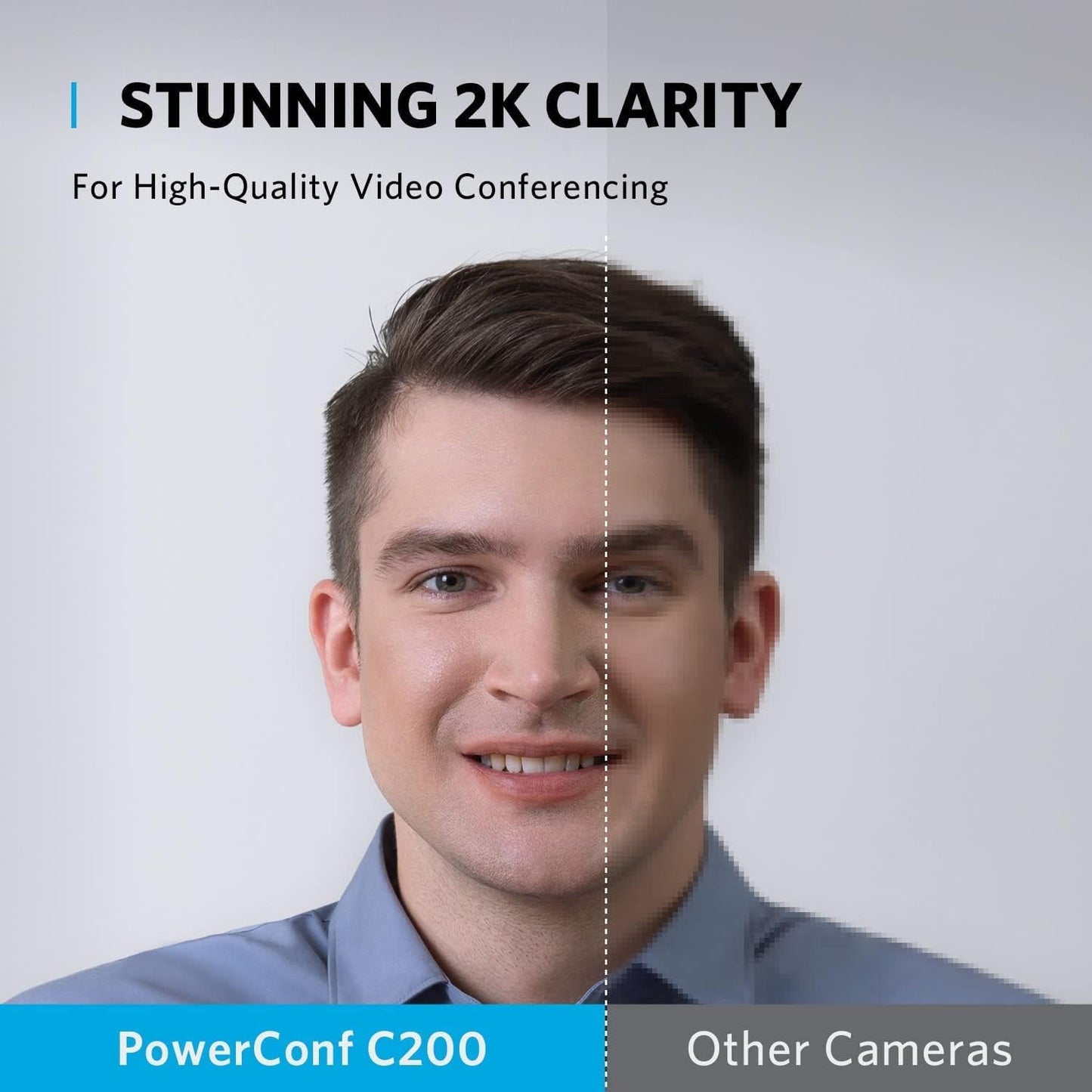 Anker PowerConf C200 2K Webcam for PC/Laptop/Mac, Low-Light Correction | Conference Microphone, 360° Voice Coverage, Smart Voice Enhancement, Powerful Sound, Desktop PC Speaker, Online Meetings