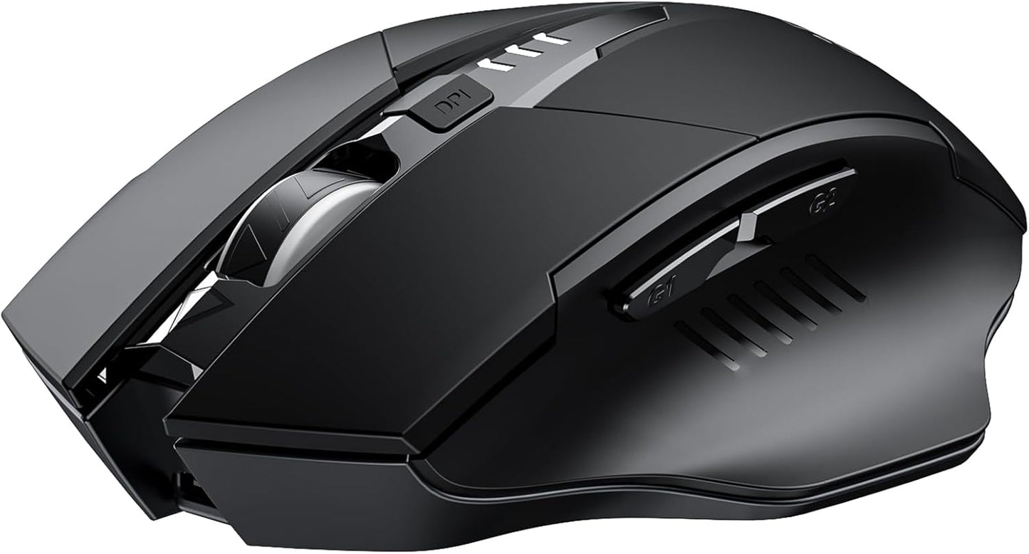 INPHIC Wireless Mouse Rechargeable, Battery Visible, 2400 DPI, 6 Buttons, Ergonomic Large Mouse for Laptop, Computer, Mac, PC etc.