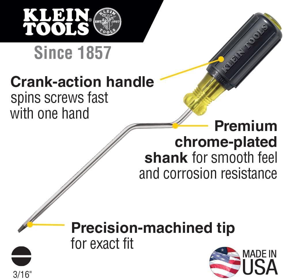Klein Tools 670-6 Screwdriver, Made in USA, 3/16-Inch Cabinet Tip, Rapi-Driv, 6-Inch Shank