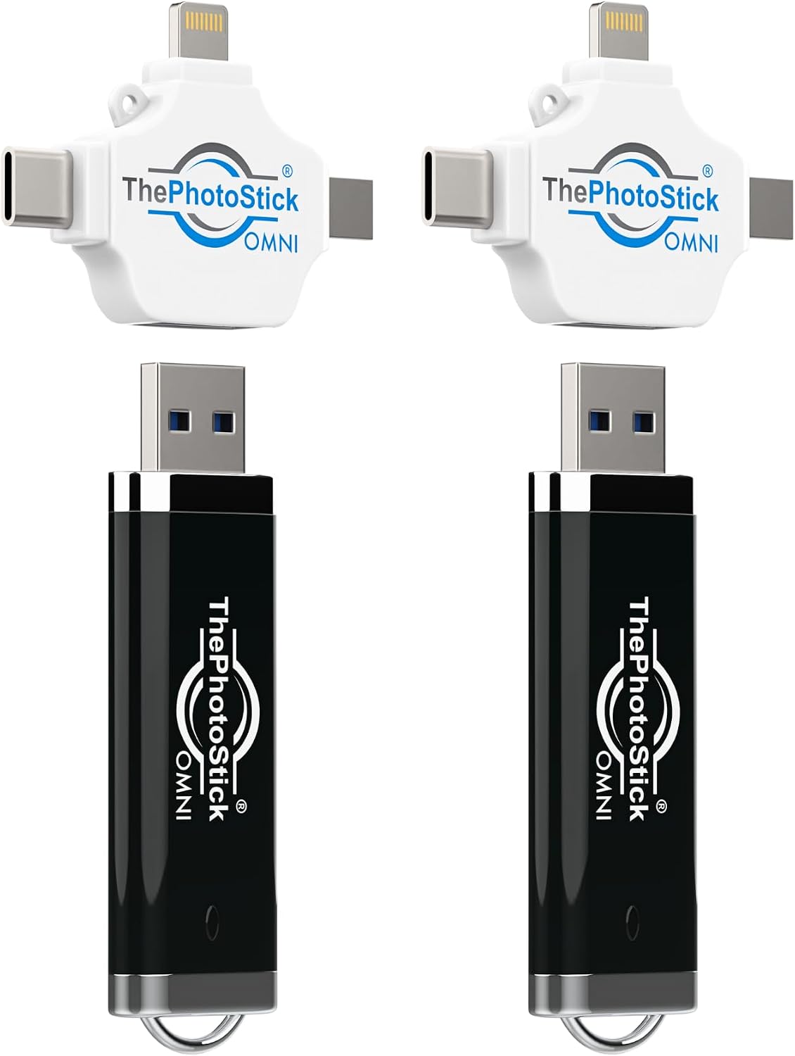 ThePhotoStick® Omni 128GB Photo Backup for iPhone, Android (2 Pack)