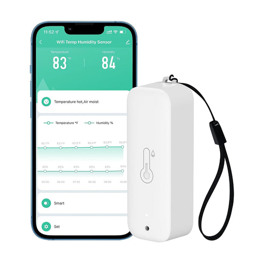WiFi Thermometer Hygrometer: Smart Temperature Humidity Sensor with App Notification Alert, Data Storage Export, Calibrated Indoor Temperature Monitor, for Room Greenhouse Wine Cellar (1-Pack White)