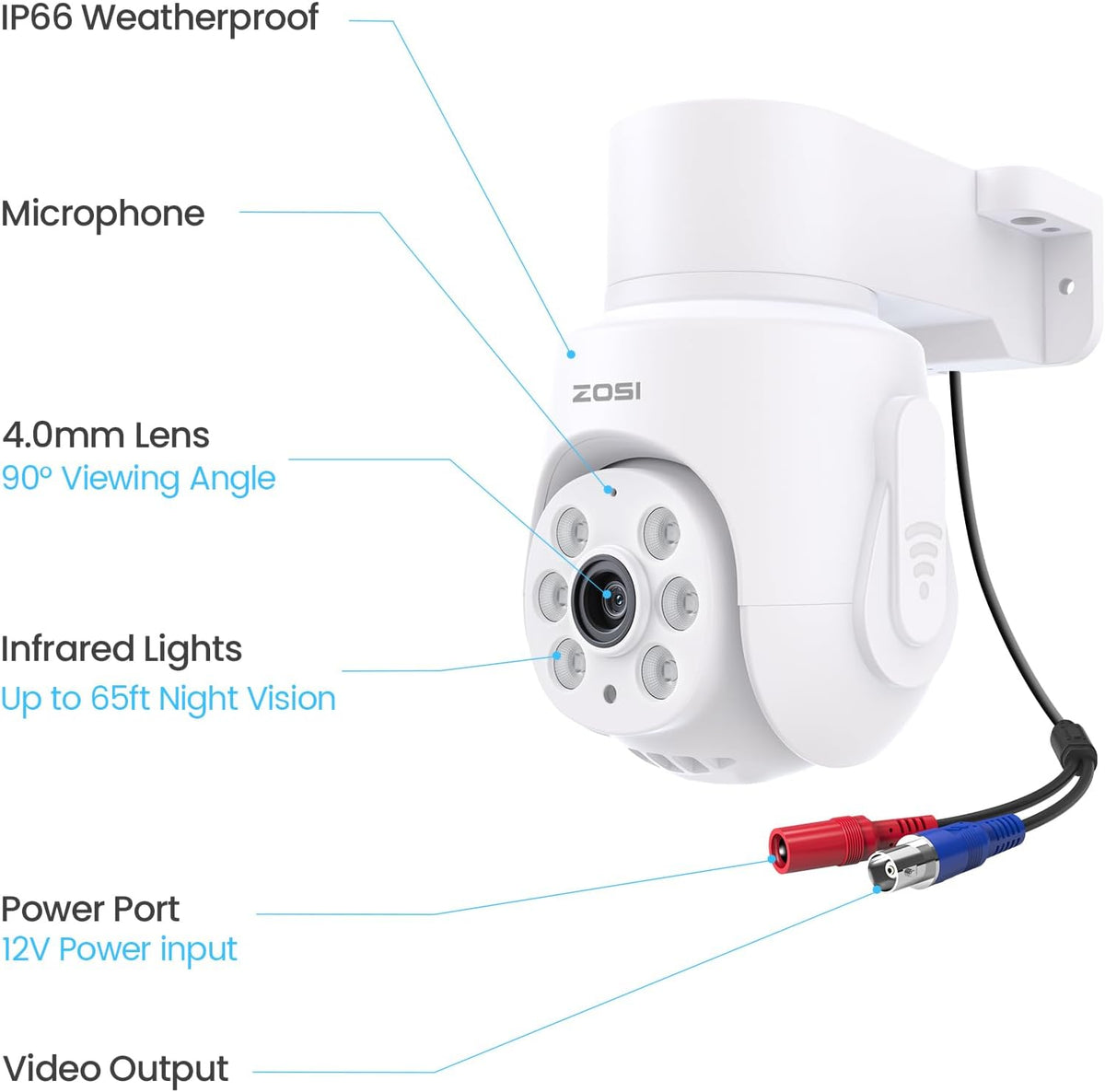 ZOSI 2 Pack 1080P Pan Tilt HD TVI Security Cameras, 360° View Outdoor Cam