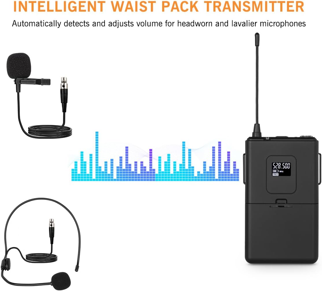 UHF Wireless Microphone System with 2 Handheld & 2 Bodypacks