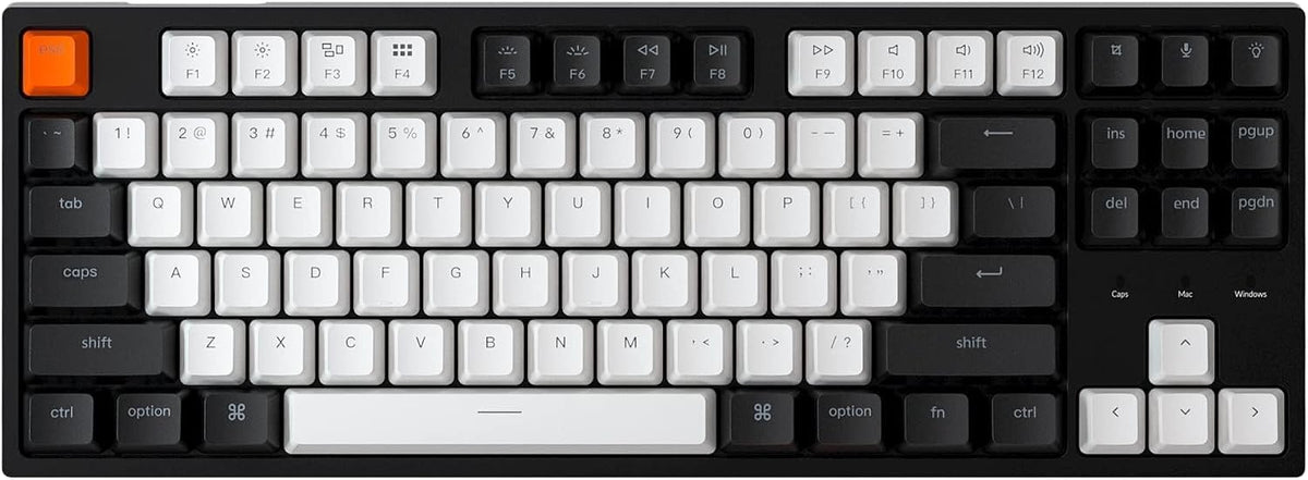 Keychron C1 TKL Mechanical Gaming Keyboard – Tactile Brown Switches, RGB Backlit Compact Wired Keyboard for Mac & Windows, White
