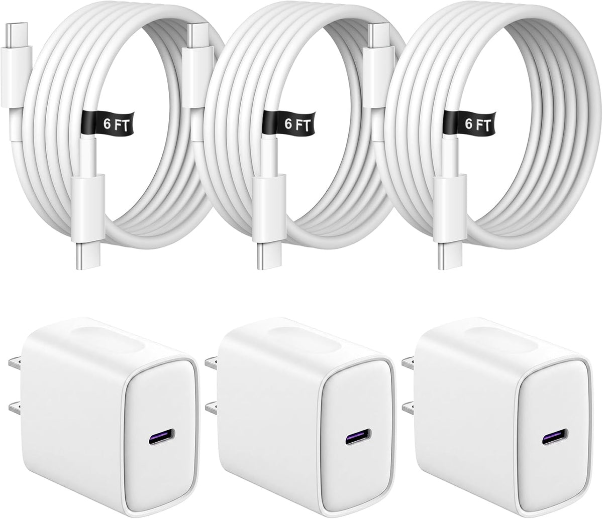 iPhone 18 17 16 15 Charger Fast Charging 3 Pack USB C Charger Block