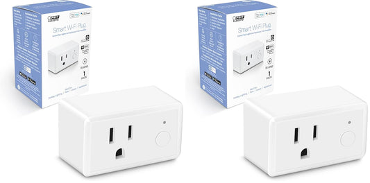 Feit Electric Smart Plug, WiFi Plug Compatible with Alexa and Google Home, Indoor Plug, No Hub Required, 2.4Ghz Network, Remote Control from Anywhere, 15 AMP, Smart Outlet Plug, White (Pack of 2)