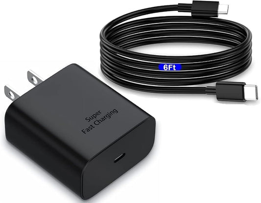 S24 S25 S23 A16 Samsung Charger Super Fast Charging 45W USB C Super Fast Charger with 6FT Type C Charger Cable Cord for Samsung Galaxy S25/S24/S23/S22/Ultra/Plus/FE,Galaxy Tab S9,Z Fold/Z Flip,A55,A15
