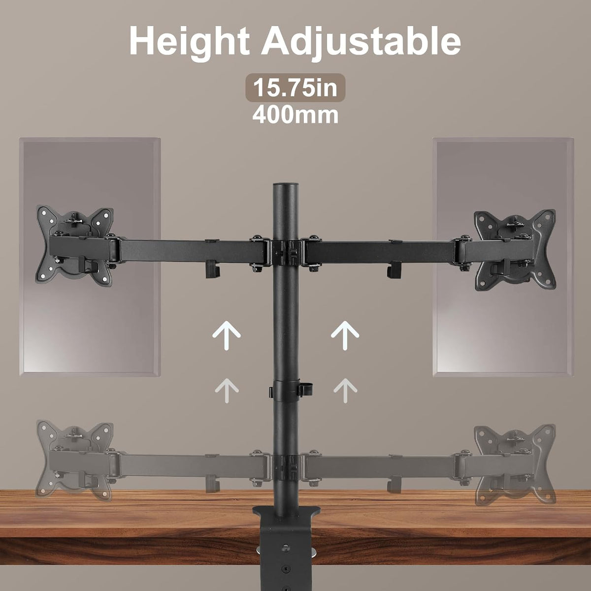Dual Monitor Desk Mount Easily Set Up，Fully Adjustable Monitor Mount for 2 Monitors Up to 32 Inch,Heavy Duty Monitor Stand Holds up to 22 LBS,Dual