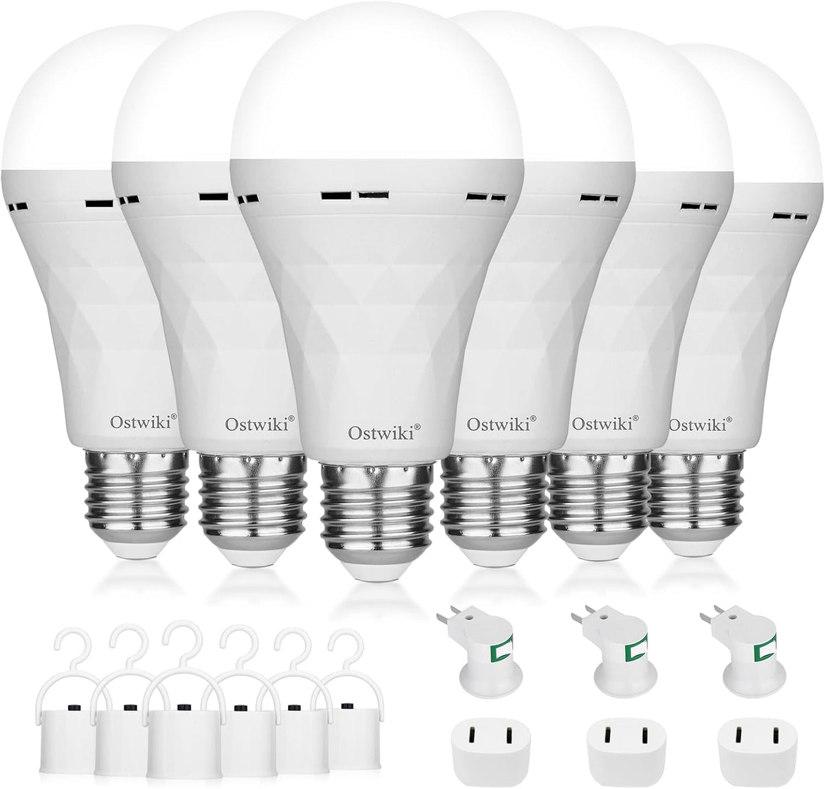 Ostwiki 6 Pack Rechargeable Emergency Light Bulbs Battery Operated Bulb