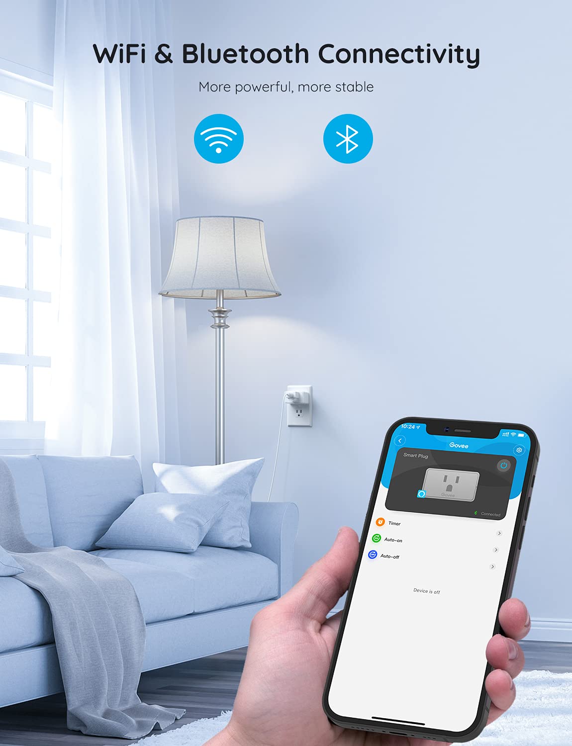 Govee Smart Plug 15A, WiFi Bluetooth Outlets 4 Pack Work with Alexa and Google Assistant, WiFi Plugs with Multiple Timers, Govee Home APP Group Control Remotely, No Hub Required, ETL&FCC Certified