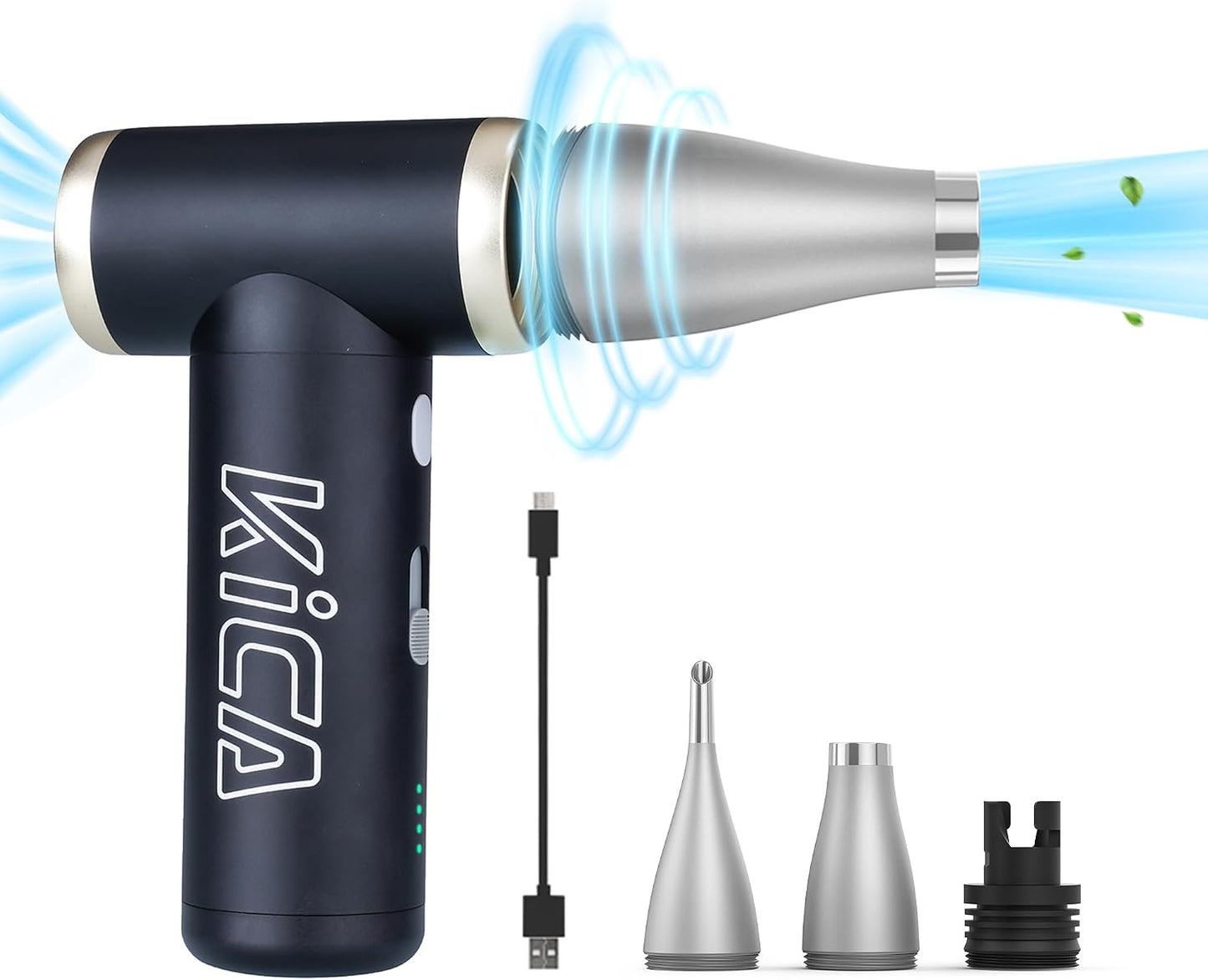 KiCA Jet Fan 2S Electric Air Duster, 117000RPM Cordless Turbo Mini Blower | Aluminum Shell , 65MPH High-Speed Airflow , Stepless Speed Control , 210-Min Battery , For PC, Keyboard & Car Detailing