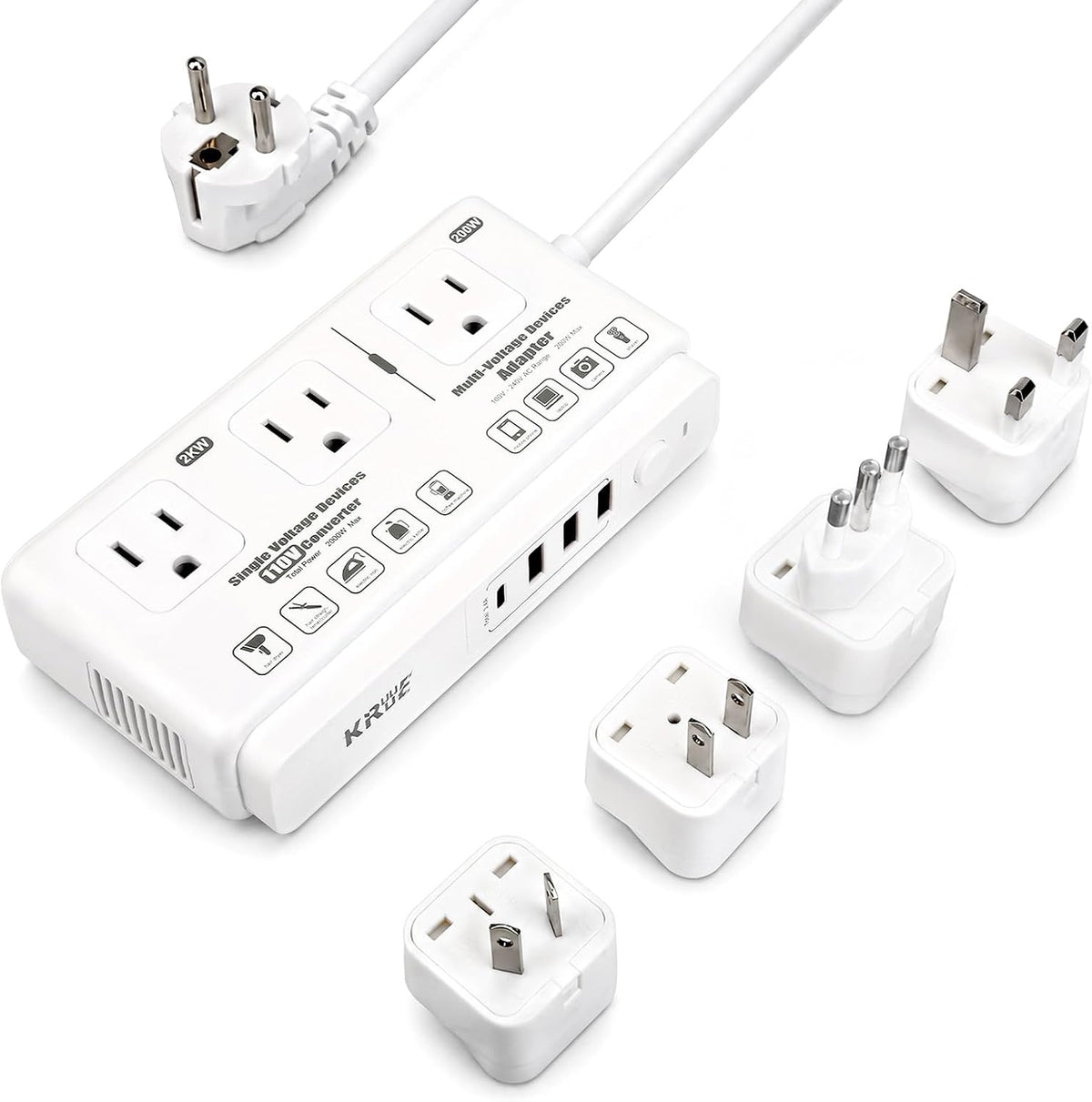 220v to 110v Travel Voltage Converter | International Universal Voltage Converter US to Europe Power Transformer, 2000W Electric Step Down Outlet Converter for EU UK