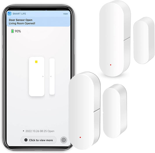 WiFi Door Window Sensor: Smart Contact Sensor with App Alerts, Door Open Detector Compatible with Alexa Google Assistant, Entry Detector Sensor for Home Security and Home Automation (2-Pack)