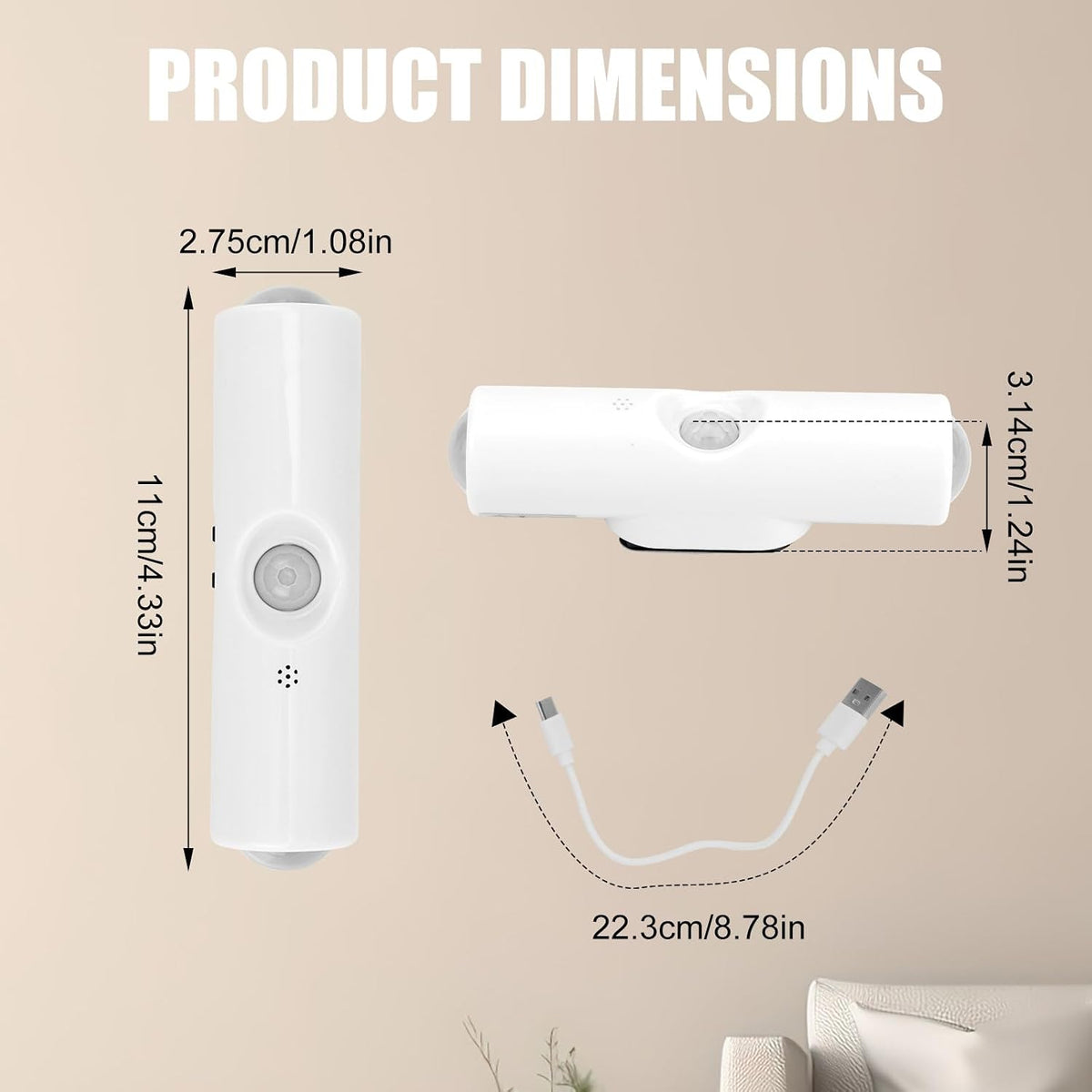 4pcs Rechargeable Smart LED Motion Sensor Night Lights, Wireless Magnetic Wall Lights Human Body Sensing Ambient Sconce for Stairs Indoor Bathroom Cabinet(7-Color RGB, No Drilling Installation)