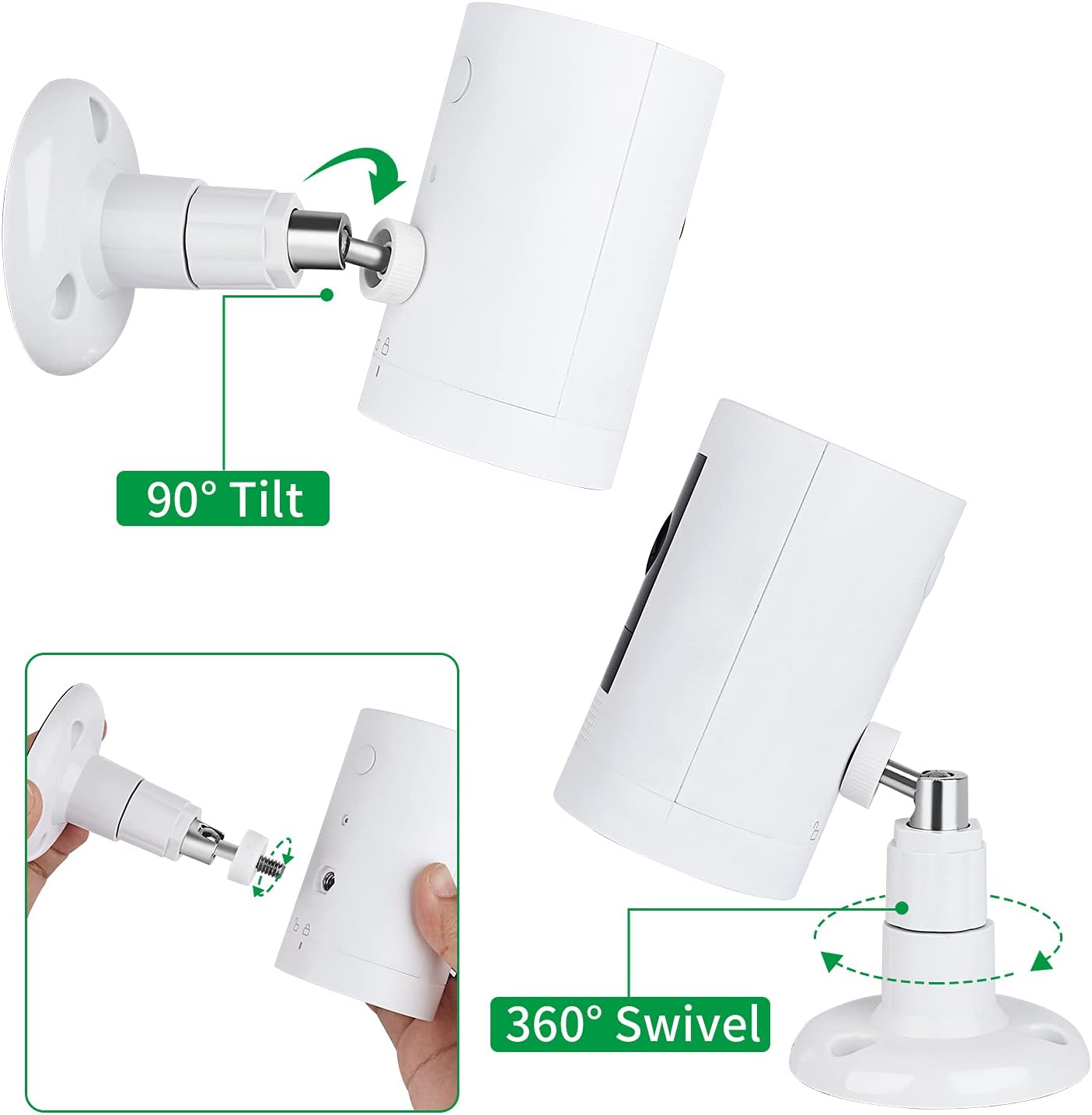 2Pack Adhesive Wall Mount for Ring Stick Up Cam & Ring Outdoor Cam Plus, 360 Degree Adjustable Bracket for Your Surveillance Camera, 2 Ways Installation Without Drilling (Not Include Any Camera)
