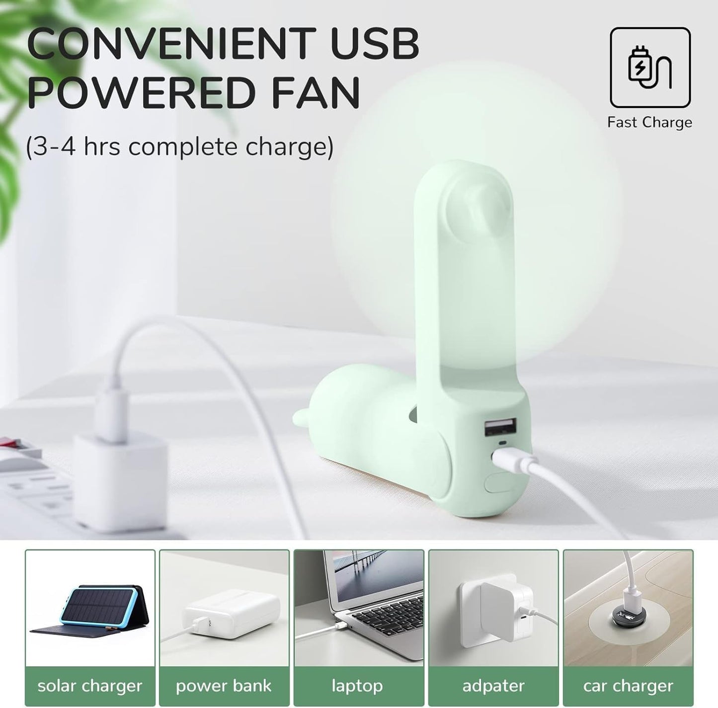 JISULIFE Handheld Fan 8 Plus: 40H Cooling & 4500mAh PowerBank & Flashlight | USB Rechargeable, Portable Pocket Size for Travel, Makeup, Concerts, Summer Gifts for Women(Green)