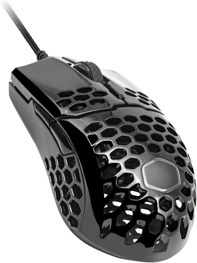 Cooler Master MM710 Glossy Black Gaming Mouse with Lightweight Honeycomb Shell, Ultraweave Cable, 16000 DPI Optical Sensor